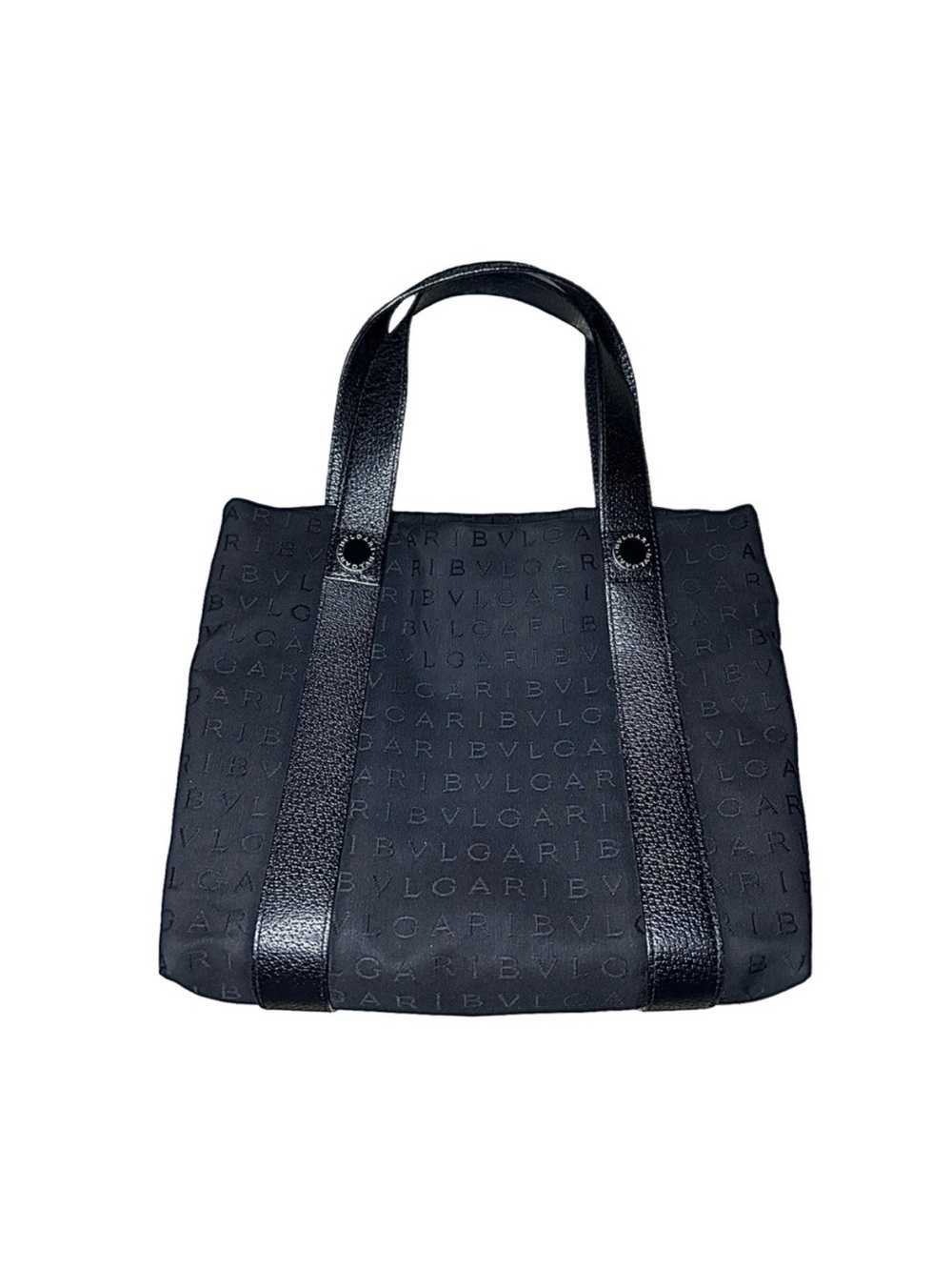 BVLGARI Black Logomania tote - leather straps - red interior - made in Italy